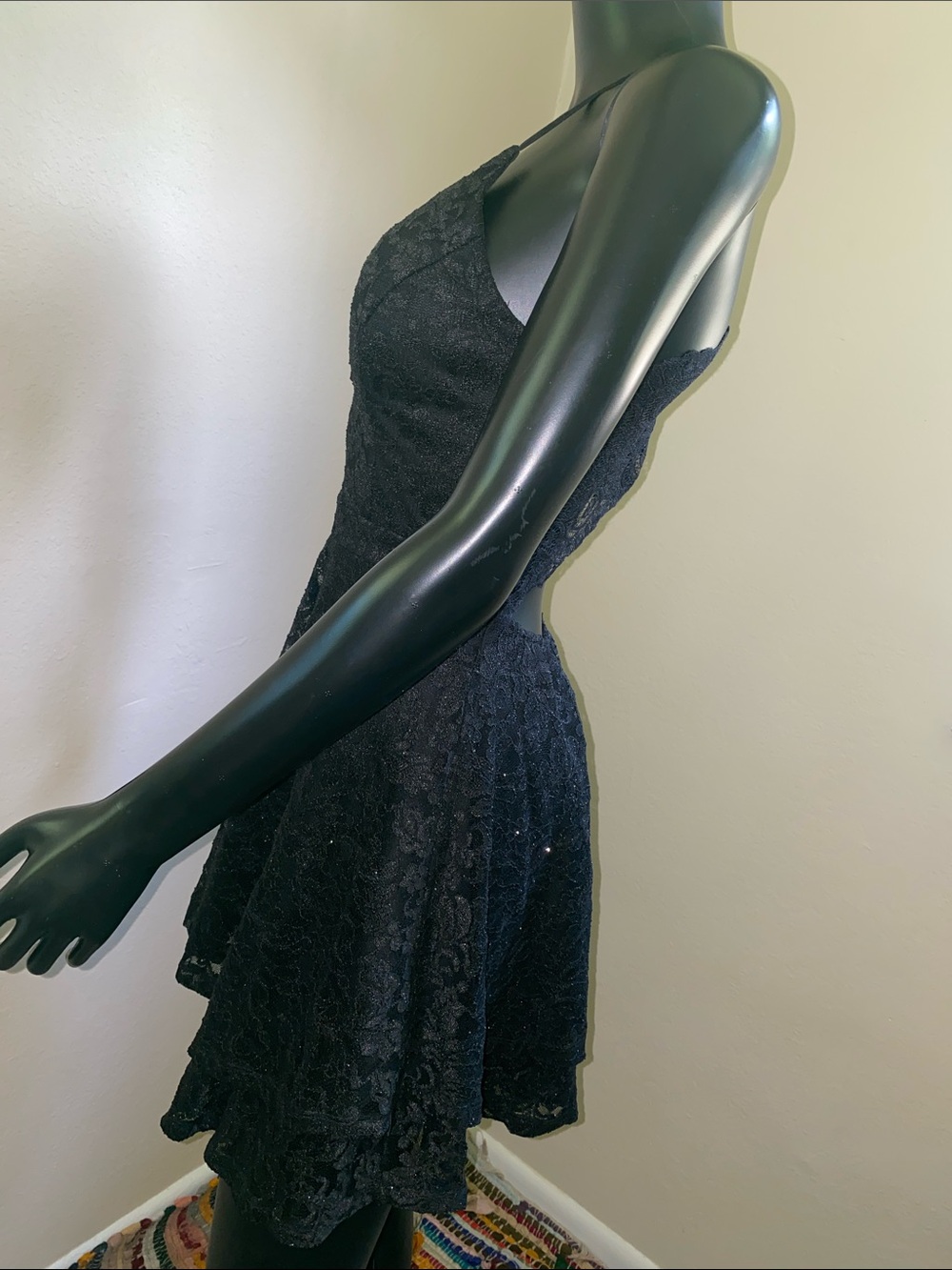 Emerald Sundae Black Lace V-Neck Mini Dress - Picture 6 of 13